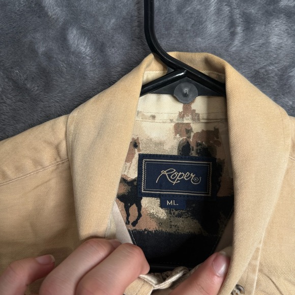 Vintaeg Roper Western Button Down Long Sleeve Collard Shirt Size Medium Long - Picture 3 of 7